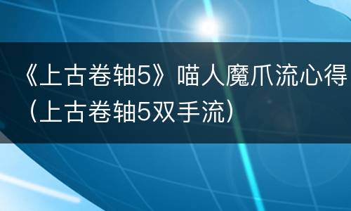 《上古卷轴5》喵人魔爪流心得（上古卷轴5双手流）
