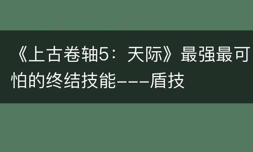 《上古卷轴5：天际》最强最可怕的终结技能---盾技