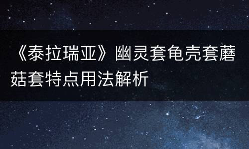 《泰拉瑞亚》幽灵套龟壳套蘑菇套特点用法解析
