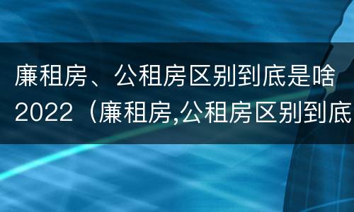 廉租房、公租房区别到底是啥2022（廉租房,公租房区别到底是啥2022年的）