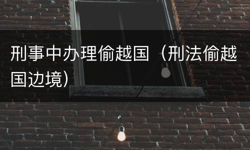 刑事中办理偷越国（刑法偷越国边境）