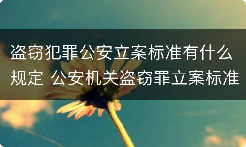 盗窃犯罪公安立案标准有什么规定 公安机关盗窃罪立案标准