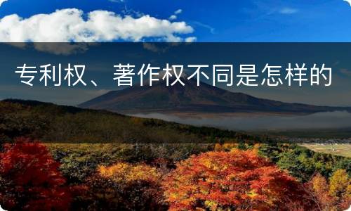 专利权、著作权不同是怎样的
