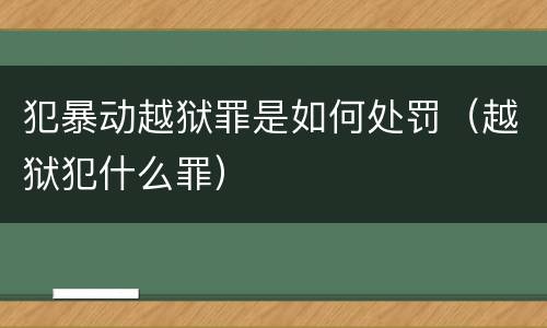 犯暴动越狱罪是如何处罚（越狱犯什么罪）
