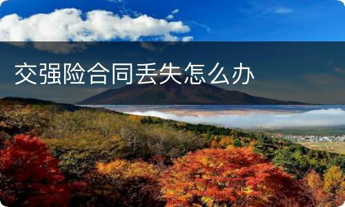 交强险合同丢失怎么办