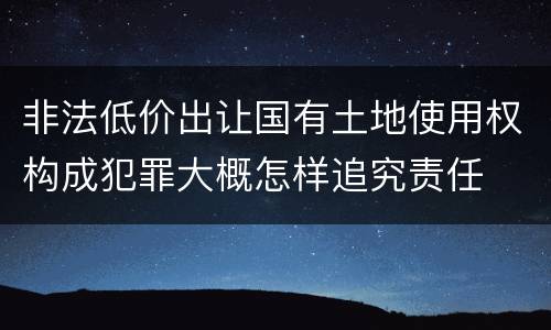非法低价出让国有土地使用权构成犯罪大概怎样追究责任