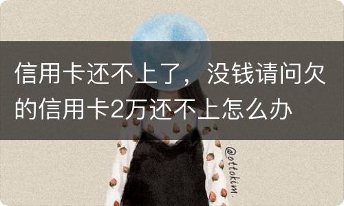 信用卡还不上了，没钱请问欠的信用卡2万还不上怎么办