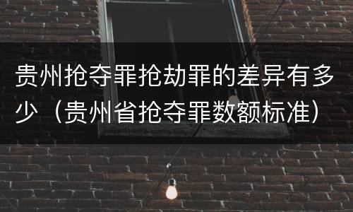 贵州抢夺罪抢劫罪的差异有多少（贵州省抢夺罪数额标准）