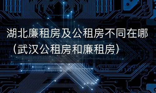 湖北廉租房及公租房不同在哪（武汉公租房和廉租房）