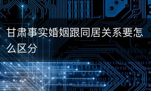 甘肃事实婚姻跟同居关系要怎么区分