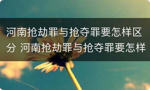 河南抢劫罪与抢夺罪要怎样区分 河南抢劫罪与抢夺罪要怎样区分呢