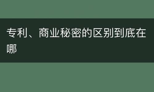 专利、商业秘密的区别到底在哪