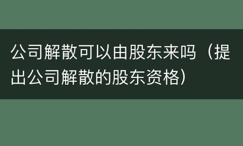 公司解散可以由股东来吗（提出公司解散的股东资格）