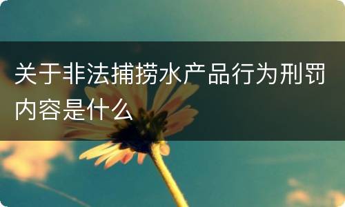 关于非法捕捞水产品行为刑罚内容是什么