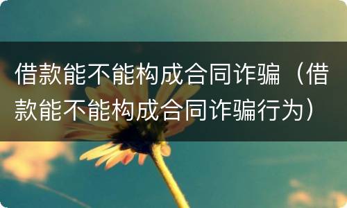 借款能不能构成合同诈骗（借款能不能构成合同诈骗行为）