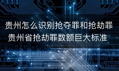 贵州怎么识别抢夺罪和抢劫罪 贵州省抢劫罪数额巨大标准