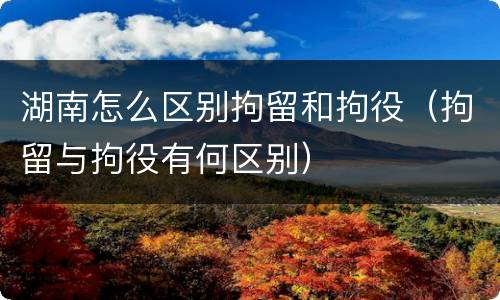 湖南怎么区别拘留和拘役（拘留与拘役有何区别）