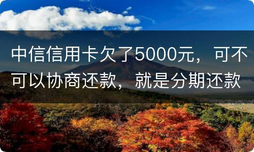 中信信用卡欠了5000元，可不可以协商还款，就是分期还款啊