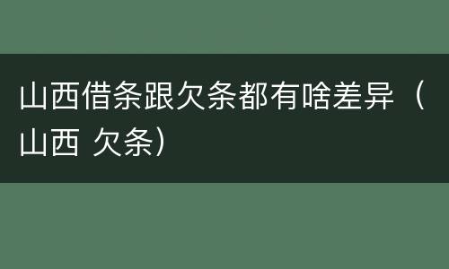 山西借条跟欠条都有啥差异（山西 欠条）