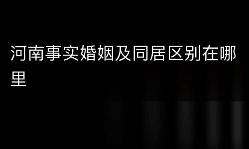 河南事实婚姻及同居区别在哪里