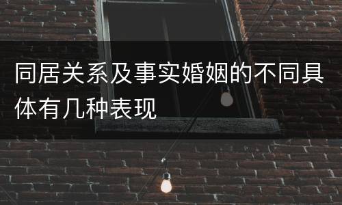 同居关系及事实婚姻的不同具体有几种表现