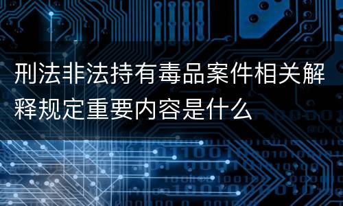 刑法非法持有毒品案件相关解释规定重要内容是什么