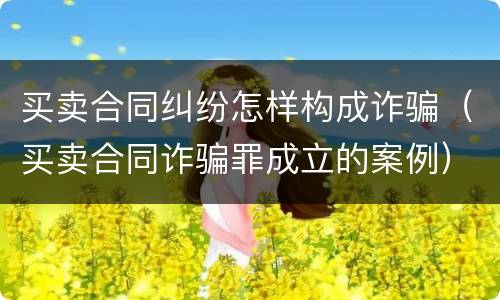 买卖合同纠纷怎样构成诈骗（买卖合同诈骗罪成立的案例）