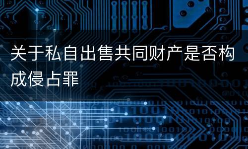 关于私自出售共同财产是否构成侵占罪