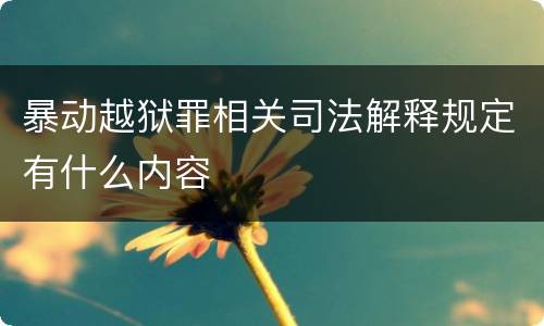 暴动越狱罪相关司法解释规定有什么内容