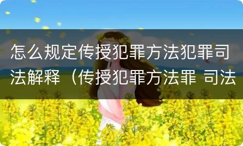 怎么规定传授犯罪方法犯罪司法解释（传授犯罪方法罪 司法解释）