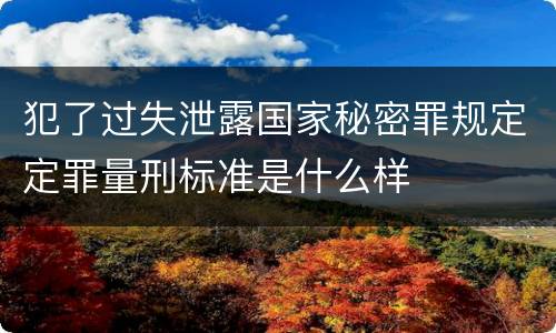 犯了过失泄露国家秘密罪规定定罪量刑标准是什么样