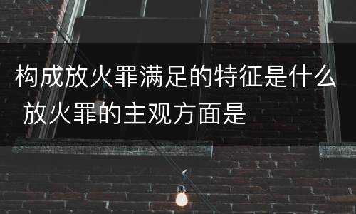 构成放火罪满足的特征是什么 放火罪的主观方面是