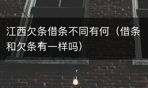 江西欠条借条不同有何（借条和欠条有一样吗）
