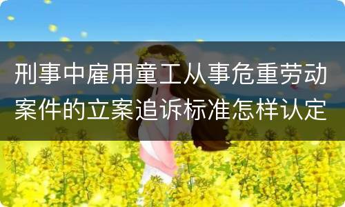 刑事中雇用童工从事危重劳动案件的立案追诉标准怎样认定