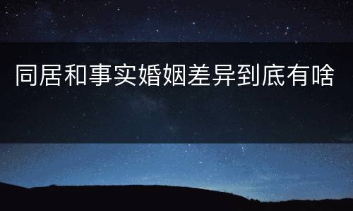 同居和事实婚姻差异到底有啥