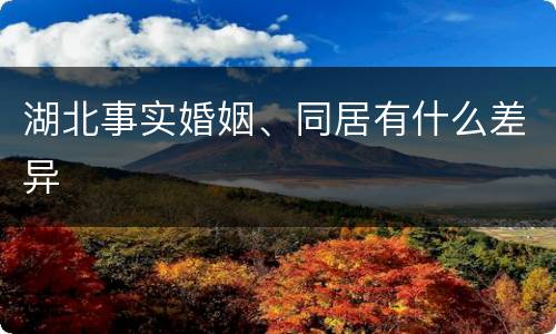 湖北事实婚姻、同居有什么差异