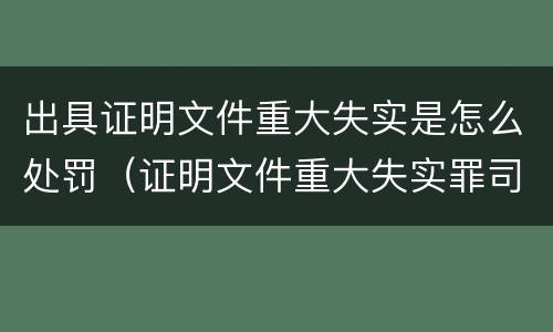 出具证明文件重大失实是怎么处罚（证明文件重大失实罪司法解释）
