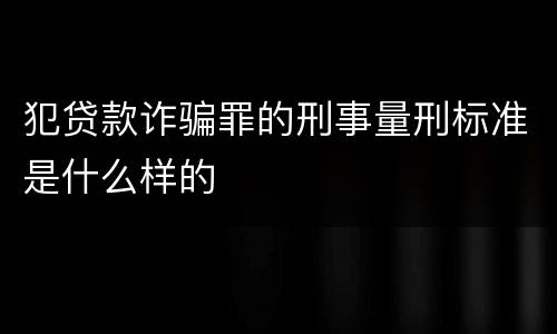 犯贷款诈骗罪的刑事量刑标准是什么样的