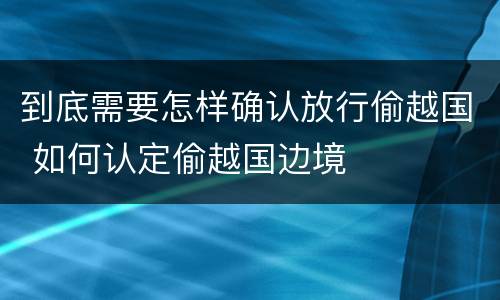 到底需要怎样确认放行偷越国 如何认定偷越国边境