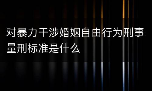 对暴力干涉婚姻自由行为刑事量刑标准是什么