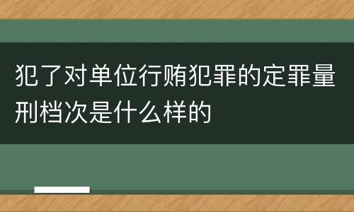 犯了对单位行贿犯罪的定罪量刑档次是什么样的
