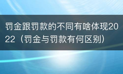 罚金跟罚款的不同有啥体现2022（罚金与罚款有何区别）