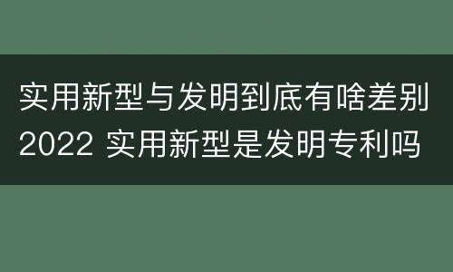 实用新型与发明到底有啥差别2022 实用新型是发明专利吗