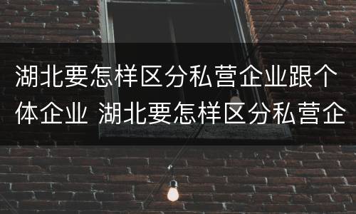 湖北要怎样区分私营企业跟个体企业 湖北要怎样区分私营企业跟个体企业呢