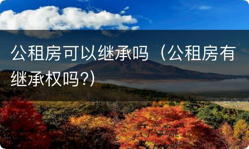 公租房可以继承吗（公租房有继承权吗?）