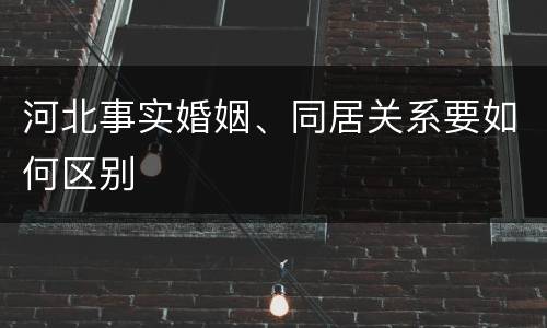 河北事实婚姻、同居关系要如何区别