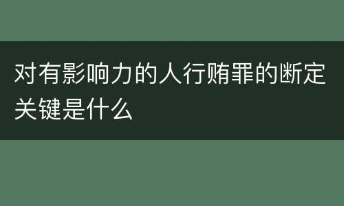 对有影响力的人行贿罪的断定关键是什么