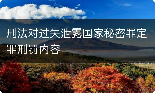 刑法对过失泄露国家秘密罪定罪刑罚内容