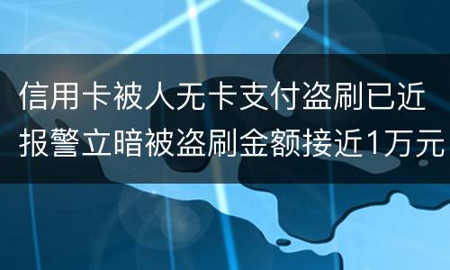信用卡被人无卡支付盗刷已近报警立暗被盗刷金额接近1万元
