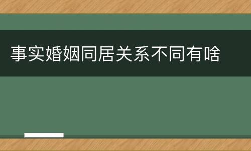 事实婚姻同居关系不同有啥